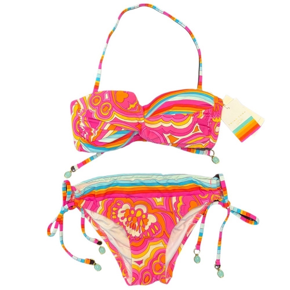 TRINA TURK *NWT/NOWT Morning Sunrise Bikini Set - Twist Bandeau Top, Bottom Sz 0